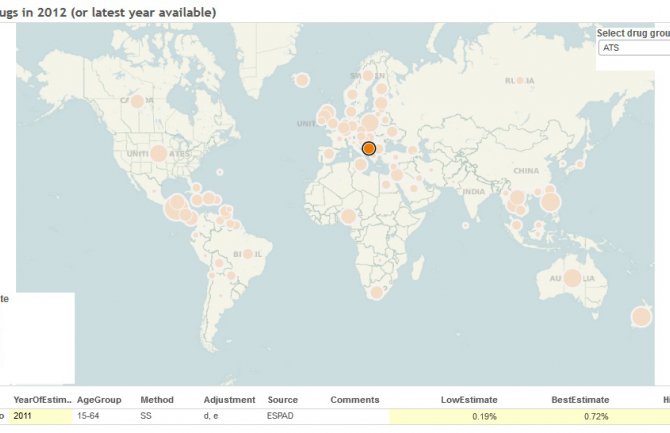 Objavljena svjetska mapa potrošnje kokaina i ekstazija za 2014. godinu