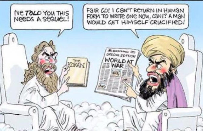 Nova karikatura: Muhamed diskutuje sa Isusom