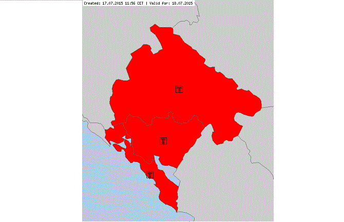 Izdat crveni meteoalarm za sjutra