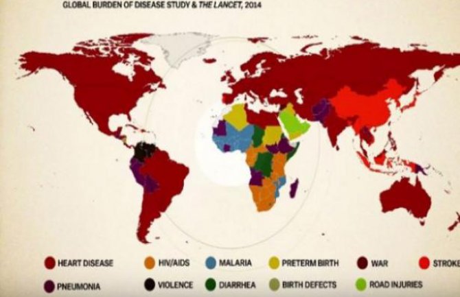 Pogledajte od čega ljudi najčešće umiru u svakoj državi na svijetu? (VIDEO)