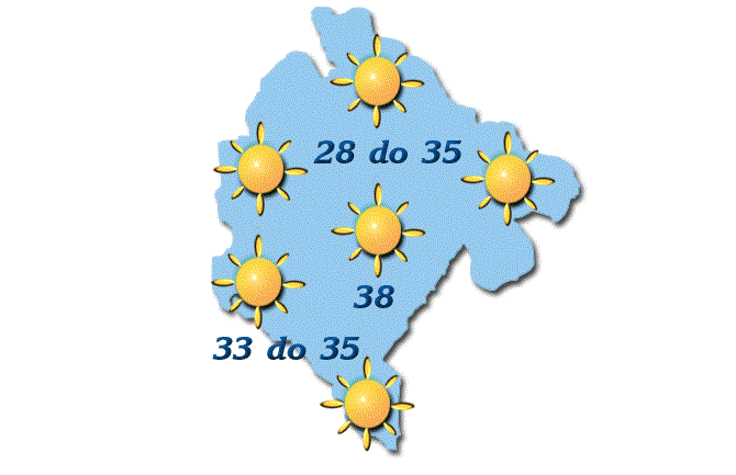 Sunčano, do 38 stepeni