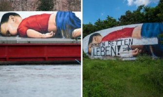 Vandali uništili mural posvećen utopljenom sirijskom dječaku