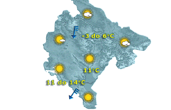 Oblačno na sjeveru, do 14 stepeni