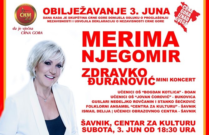 CKM obilježava 3.jun na Žabljaku koncertom Merime Njegomir