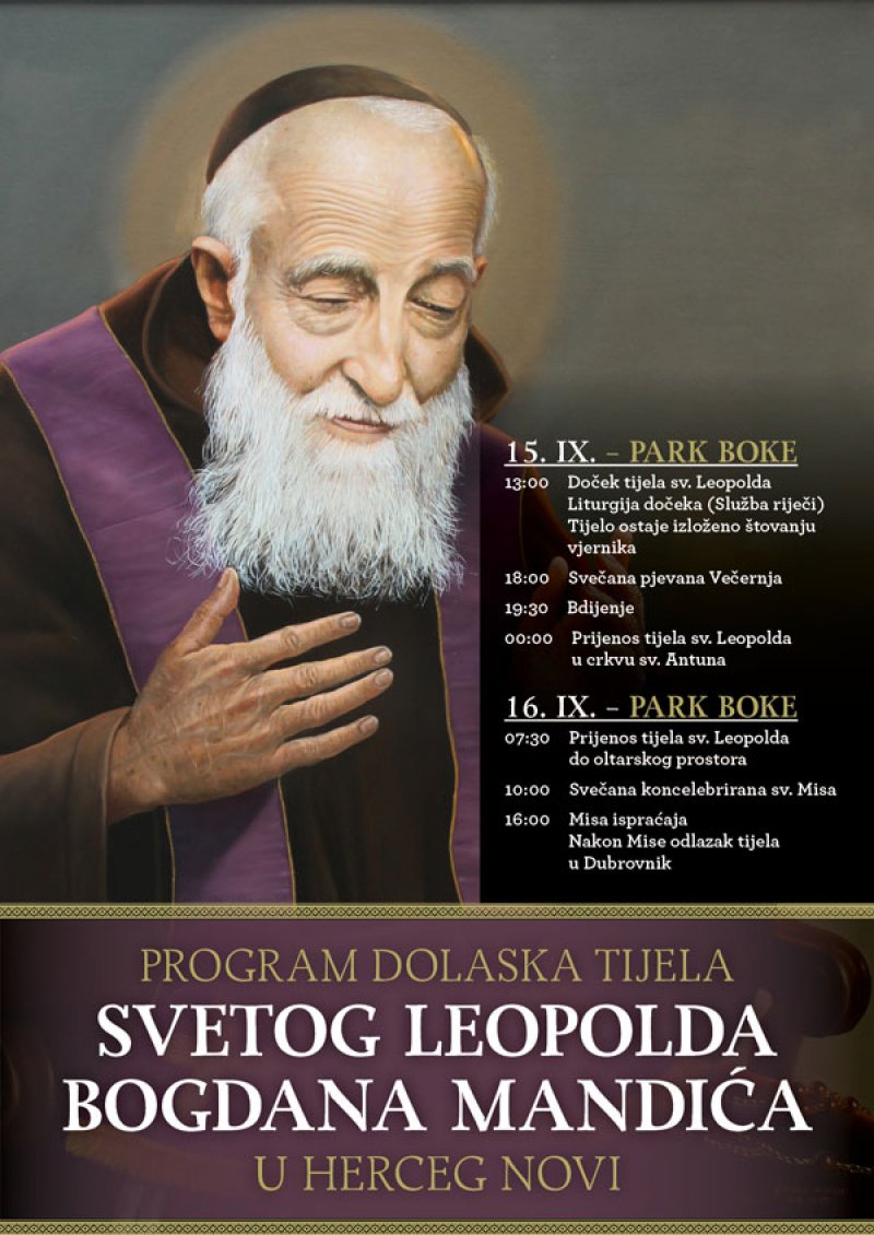 DolazaktijelaSvLeopoldauHercegNoviPROGRAM