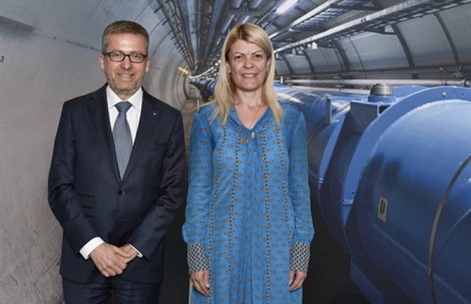 Damjanović sa komesarom Moedasom u CERN-u