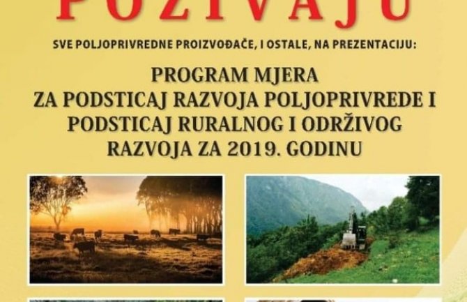 U subotu u sali SO Bijelo Polje prezentacije za poljoprivrednike