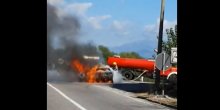 Na putu Podgorica - Bar izgorio automobil(VIDEO)