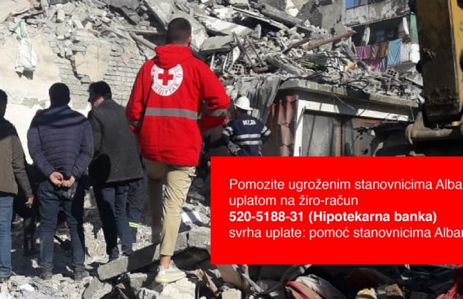 3.000 eura od Crvenog krsta CG za pomoć Albaniji: Donirajte i vi!