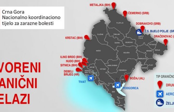 Većina crnogorskih graničnih prelaza otvorena