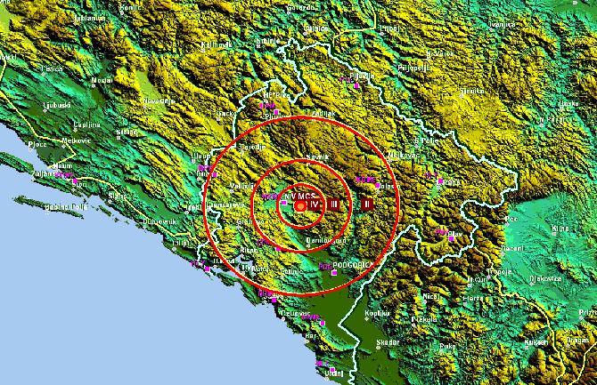 Slabiji zemljotres kod Nikšića