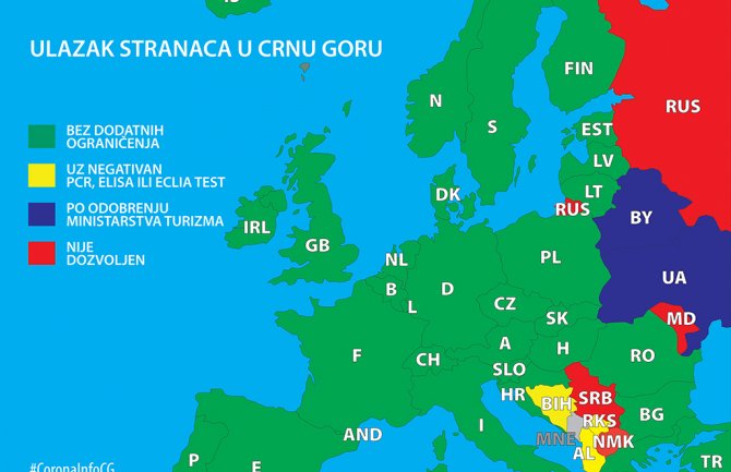 Zabranjen ulazak u Crnu Goru iz Srbije i još tri zemlje