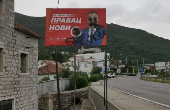 Uništen bilbord u Herceg Novom sa likom Katića, ispisana poruka 
