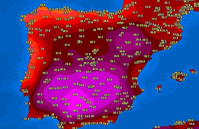 Temperaturni rekord u Španiji, 47,4 stepena