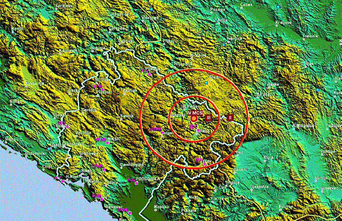Slabiji zemljotres kod Bijelog Polja