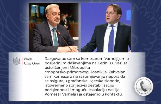 Krivokapić zahvalio Varheljiju na razumijevanju