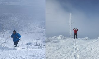 Elektromonteri CEDIS-a kroz duboki snijeg pješačili par sati do zaleđenog dalekovoda na Durmitoru: Obezbijedili vojnicima struju(FOTO)