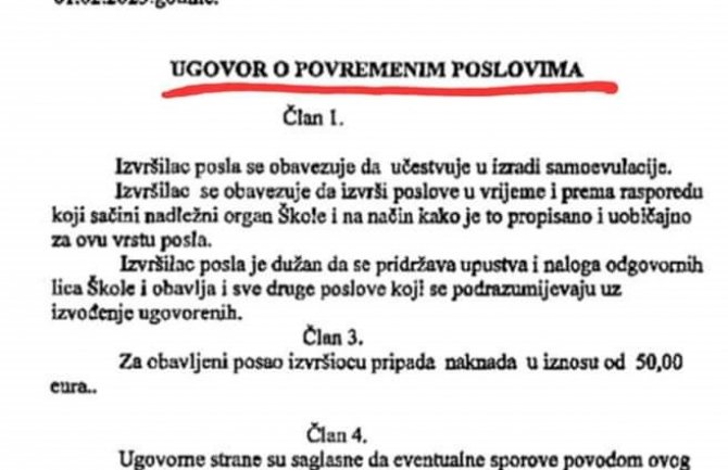 Direktor Prve srednje stručne škole Nikšić Milomir Šumić potpisao je ugovor sa samim sobom, u kome se obavezao da izradi samoevaluaciju