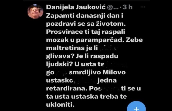 Službenica Ministarstva finansija prijeti neistomišljenicima na Twitteru:„Zapamti današnji dan i pozdravi se sa životom“: