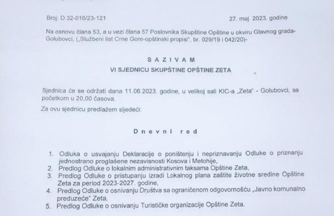 Zećani će o povlačenju priznanja Kosova raspravljati na dan parlamentarnih izbora