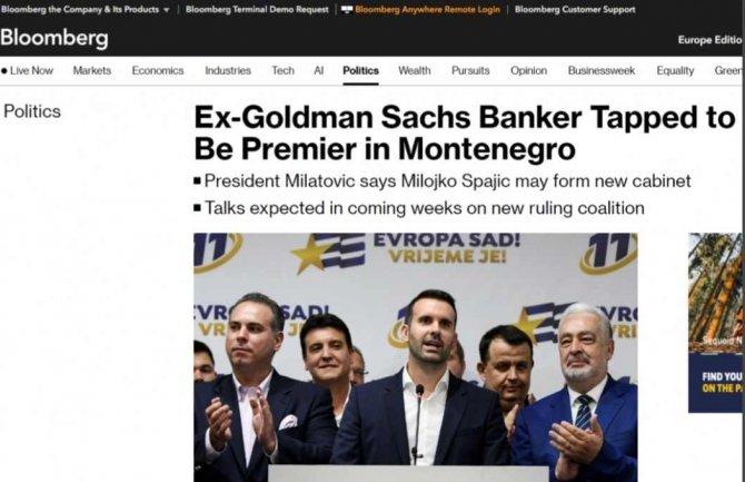 O Spajiću piše i Bloomberg: Bivši bankar Goldman Sachs-a izabran za premijera u Crnoj Gori