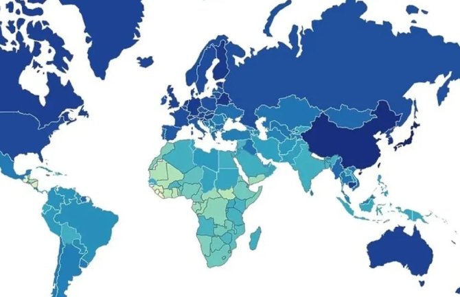 Mapa svijeta prema prosječnom koeficijentu inteligencije, pogledajte gdje je Crna Gora