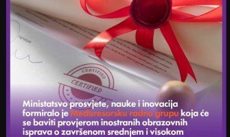 Ministarstvo prosvjete: Formirana međuresorska radna grupa za provjeru diploma