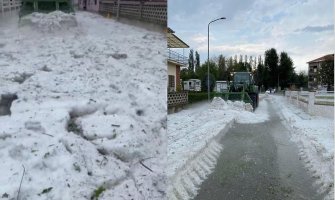 Ulice italijanske provincije se zabijelile tokom nevremena, urušili se krovovi kuća pod naletima vjetra