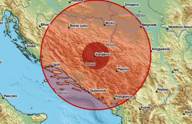 Zemljotres pogodio BiH, epicentar u blizini Sarajeva